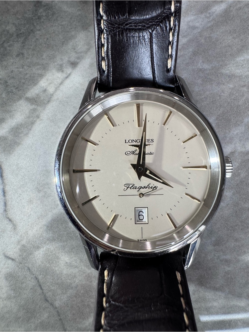 Longines Flagship Men's Watch - Cream Dial, Brown Leather Strap - Picture 4 of 16